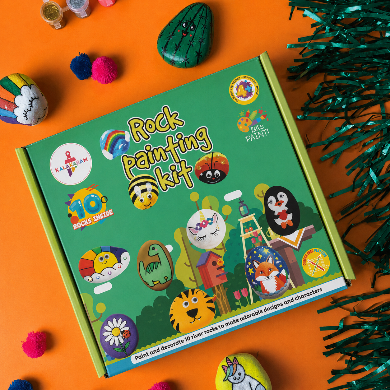 Rock Painting Kit | Creative Expression | Screen Free Fun | Age: 5-10 Years